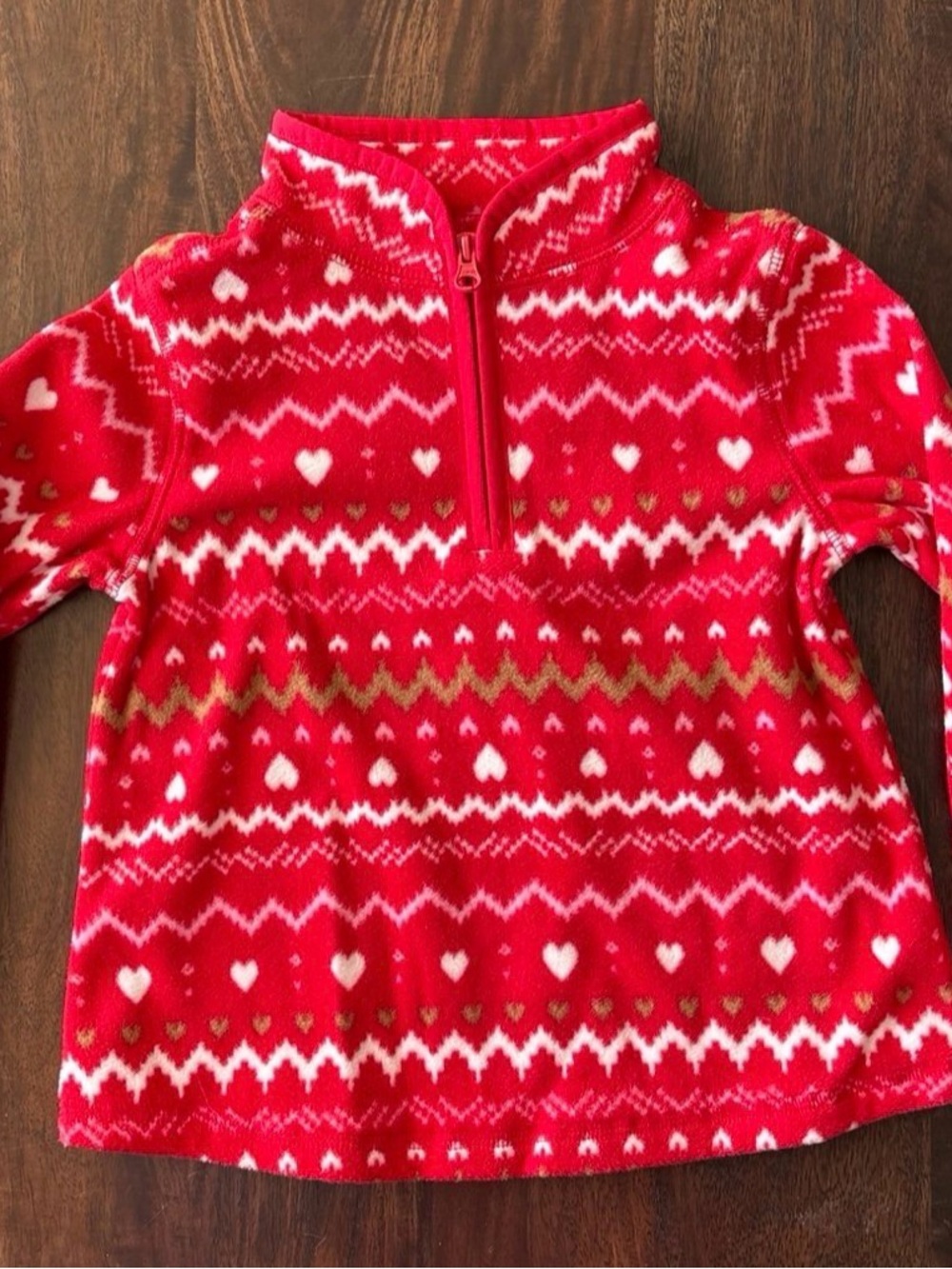 OshKosh B'gosh Red Heart-Pattern Half-Zip Fleece Pullover